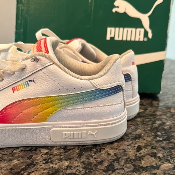 Puma call star rainbow White and Rainbow Sneakers with Platform Sole EUC 8.5 - Picture 8 of 14